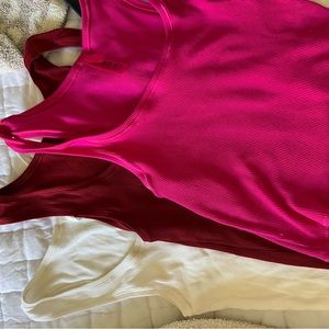 SKIMS cotton rib tanks, white, red and hot pink!